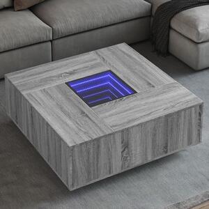 VidaXL Klubska mizica z neskončnimi LED siva sonoma 100x100x40 cm