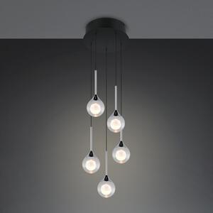Trio Lighting LED-visoka svetilka Calista, kromirana, premer 31 cm, kovina/steklo, 5 žarnic, zatemnjen, Krom, Dnevna soba / jedilnica, Kovina, Sodobni