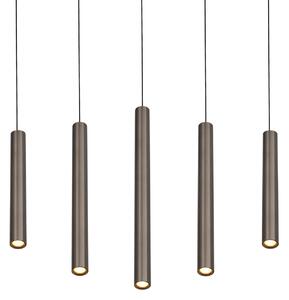 Trio Lighting LED-visoka svetilka Arimato, dolžina 94 cm, platinasto obarvan kovinski CCT, Kovinska, Dnevna soba / jedilnica, Kovina, Sodobni