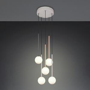 Trio Lighting Visoka svetilka Firano, pisana, Ø 36 cm, kovina, 5-kraka, Večbarvna, Dnevna soba / jedilnica, Kovina, Sodobni