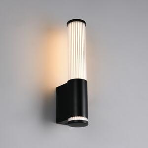Trio Lighting LED-stenna svetilka Stefano, mat črna, višina 29 cm, kovina, IP44, Črna, Kopalnica, Plastika, Sodobni