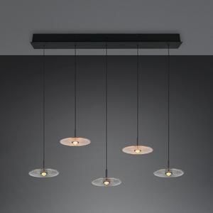 Trio Lighting LED-visoka svetilka Sirena črna/jantarna/dimna 104 cm steklo 5-žarilna, zatemnjen, Bež, Dnevna soba / jedilnica, Steklo