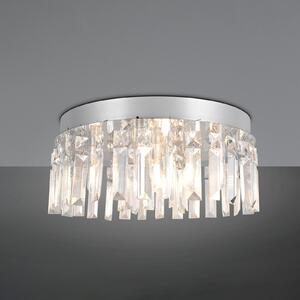 Trio Lighting Stropna svetilka Tommaso, bela, Ø 35 cm, plastika, IP44, Krom, Dnevna soba / jedilnica, Plastika