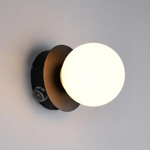 Trio Lighting Stenska svetilka Alfio, premer 11 cm, mat črna, kovina/steklo, IP44, Črna, Kopalnica, Kovina, Sodobni