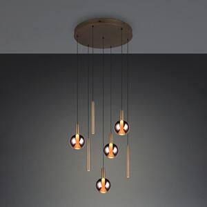 Trio Lighting LED-visoka svetilka Melaro, premer 59 cm, platina, kovina/steklo, CCT, 7-žarilna, zatemnjen, Kovinska, Dnevna soba / jedilnica, Kovina