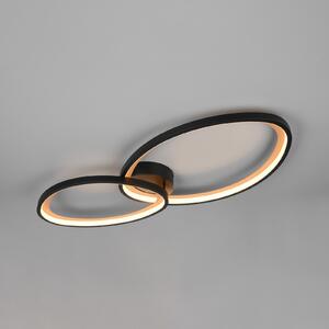 Trio Lighting LED-stropna svetilka Sivo, dolžina 84 cm, mat črna, kovina, CCT, zatemnjen, Črna, Dnevna soba / jedilnica, Kovina, Sodobni