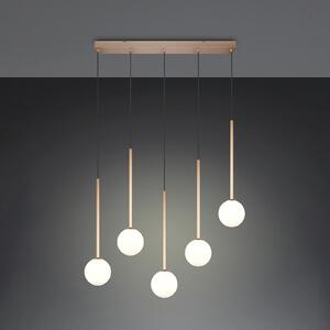 Trio Lighting Visoka svetilka Firano, zlata barva, dolžina 107 cm, kovinska, s 5 kraki., Zlata / medeninasta, Dnevna soba / jedilnica, Kovina, Sodobni