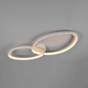 Trio Lighting LED-stropna svetilka Sivo, dolžina 84 cm, bela mat, kovina, CCT, zatemnjen, Bela, Dnevna soba / jedilnica, Kovina