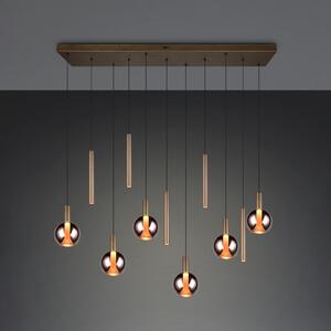 Trio Lighting LED-visoka svetilka Melaro, 120 cm, platinasta, kovina/steklo, 11-žarilna, zatemnjen, Kovinska, Dnevna soba / jedilnica, Kovina