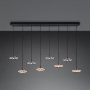 Trio Lighting LED-visoka svetilka Sirena, črna/jantarna/dimna, 167 cm, steklo, 8-žarilna, zatemnjen, Bež, Dnevna soba / jedilnica, Steklo
