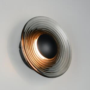 Trio Lighting LED-stenna svetilka Sirena, črna/dimno siva, Ø 20 cm, steklo, CCT, zatemnjen, Siva, Dnevna soba / jedilnica, Steklo