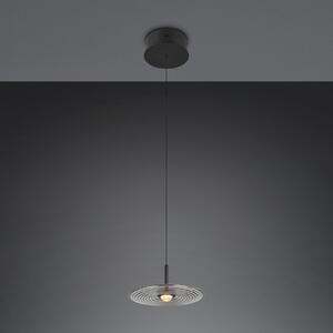 Trio Lighting LED-visoka svetilka Sirena, črna/dimno siva, Ø 20 cm, steklo, CCT, zatemnjen, Siva, Dnevna soba / jedilnica, Steklo