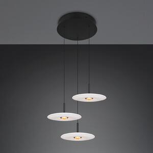 Trio Lighting LED-visoka svetilka Sirena, bela, Ø 41 cm, steklo, 3-kraka, zatemnjen, Bela, Dnevna soba / jedilnica, Steklo