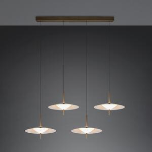 Trio Lighting LED-visoka svetilka Amalo v platinasti barvi, dolžina 146 cm, CCT, 4-žarilna, zatemnjen, Kovinska, Dnevna soba / jedilnica, Kovina, Sodobni