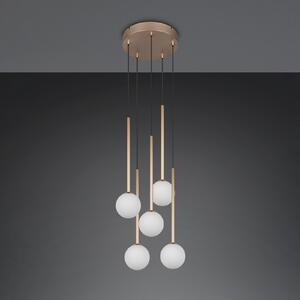 Trio Lighting Visoka svetilka Firano, zlata barva, Ø 36 cm, kovina, 5-kraka., Zlata / medeninasta, Dnevna soba / jedilnica, Kovina, Sodobni