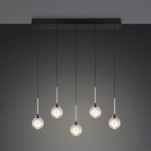 Trio Lighting LED-visoka svetilka Calista, krom, dolžina 100 cm, kovina/steklo, 5 žarnic, zatemnjen, Krom, Dnevna soba / jedilnica, Kovina, Sodobni