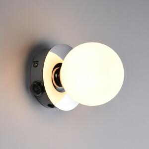 Trio Lighting Stenska svetilka Alfio, Ø 11 cm, kromirana, kovina/steklo, IP44, Krom, Kopalnica, Kovina, Sodobni