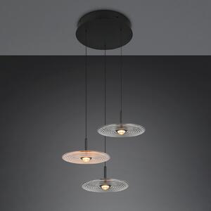Trio Lighting LED-visoka svetilka Sirena črna/jantarna/dimna, premer 41 cm, steklo, 3-žarilna, zatemnjen, Bež, Dnevna soba / jedilnica, Steklo