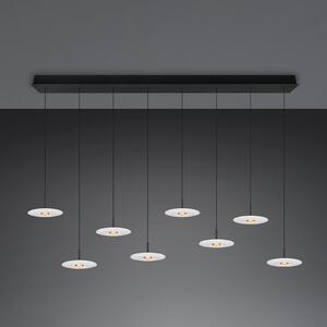 Trio Lighting LED-visoka svetilka Sirena, bela, dolžina 167 cm, steklo, CCT, 8-žarilna, zatemnjen, Bela, Dnevna soba / jedilnica, Steklo
