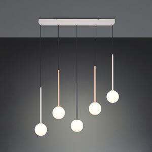 Trio Lighting Visoka svetilka Firano, večbarvna, dolžina 107 cm, kovinska, s 5 kraki., Večbarvna, Dnevna soba / jedilnica, Kovina, Sodobni