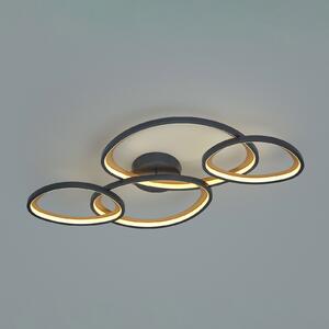 Trio Lighting LED-stropna svetilka Sivo, dolžina 103 cm, mat črna, kovina CCT, zatemnjen, Črna, Dnevna soba / jedilnica, Kovina