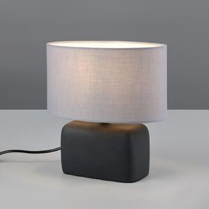 Trio Lighting Namizna svetilka Livare, višina 24 cm, siva/črna, beton/tkanina, Črna, Dnevna soba / jedilnica, Beton