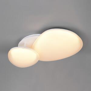 Trio Lighting LED-stropna svetilka Ozera, dolžina 67 cm, bela, iz plastike, CCT, 2-žarilna., zatemnjen, Bela, Dnevna soba / jedilnica, Plastika, Sodobni