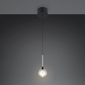 Trio Lighting LED-visoka svetilka Calista, kromirana, Ø 10 cm, kovina/steklo, CCT, zatemnjen, Krom, Dnevna soba / jedilnica, Kovina, Sodobni