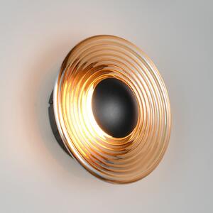 Trio Lighting LED-stenna svetilka Sirena, črna/jantarna, Ø 20 cm, steklo, CCT, zatemnjen, Bež, Dnevna soba / jedilnica, Steklo