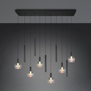 Trio Lighting LED-visoka svetilka Melaro, dolžina 120 cm, črna, kovina/steklo, 11-žarilna, zatemnjen, Črna, Dnevna soba / jedilnica, Kovina
