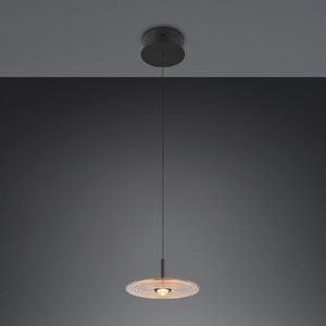 Trio Lighting LED-visoka svetilka Sirena, črna/jantarna, Ø 20 cm, steklo, CCT, zatemnjen, Bež, Dnevna soba / jedilnica, Steklo
