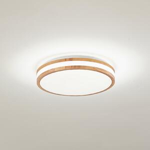 Lindby LED-stropna svetilka Emiva, Ø 40 cm, svetlo leseno, CCT, Les, Dnevna soba / jedilnica, Les, Sodobni