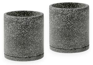 Komplet 2 temno sivih cvetličnih loncev Bonami Selection Terrazzo, ø 26 cm