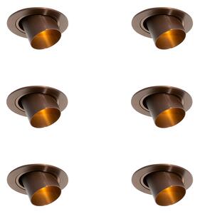 Komplet 6 vgradnih reflektorjev temno bronaste barve GU10 35 mm okrogli nagibni - Installa