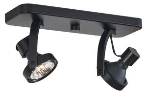 Dizajnerski stropni reflektor črn GU10 70mm 2-luči nastavljiv - Vo