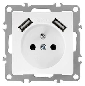 Enojna vtičnica z ozemljitvijo + 2x USB-A OSTE JNH003-G White