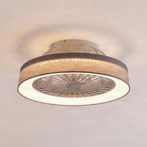 Lindby LED stropni ventilator Mace, siva barva, Ø 47 cm, tih, CCT, zatemnjen, Dnevna soba / jedilnica, Plastika, Sodobni