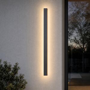 Lucande LED-stenna svetilka Lengo, 100 cm, antracitna, svetloba, Črna, Aluminij, Sodobni