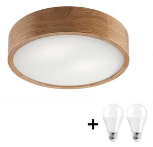 LED Stropna svetilka OAK 2xE27/10W/230V hrast pr. 37 cm