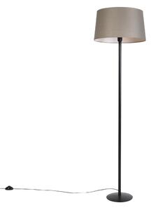 Stoječa svetilka črna z lanenim odtenkom taupe 45 cm - Simplo