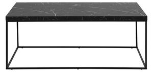 Črna mizica z mizno ploščo v marmornem dekorju 55x110 cm Barossa – Actona