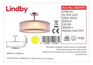 Lindby - LED Zatemnitveni lestenec na drogu PIKKA 3xLED/12W/230V