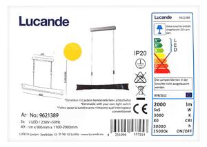 Lucande - LED Zatemnitveni lestenec na vrvici EBBA 5xLED/5W/230V