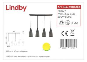 Lindby - Lestenec na vrvici SANNE 4xE27/15W/230V