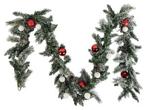 Božična girlanda bela z rdečo 270 cm vklj. LED s časovnikom - Jack