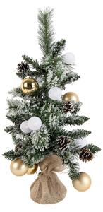 Božično drevo belo z zlatom 60 cm vklj. LED s časovnikom - Jack