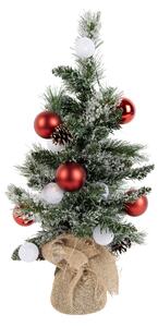 Božično drevo belo z rdečo barvo 60 cm vklj. LED s časovnikom - Jack