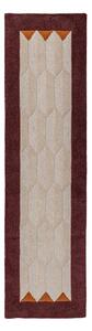 Bordo rdeč/v naravni barvi ročno tkan volnen tekač 60x230 cm Apex Border Wool – Flair Rugs