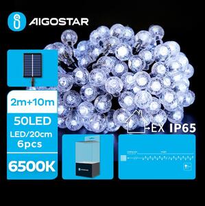 Aigostar - LED Solarna dekorativna veriga 50xLED/8 funkcij 12m IP65 hladno bela