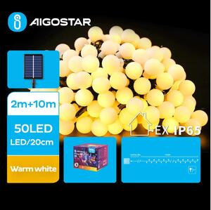 Aigostar - LED Solarna dekorativna veriga 50xLED/8 funkcij 12m IP65 topla bela